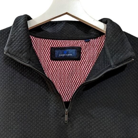 Toscano Men's Black Textured Knit 3/4 Zip Sweater Size XL - Picture 4 of 6